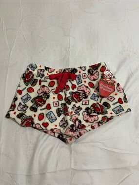 Strawberry Shortcake Cream Red Plush Sleep Shorts Women’s Size Large NWT